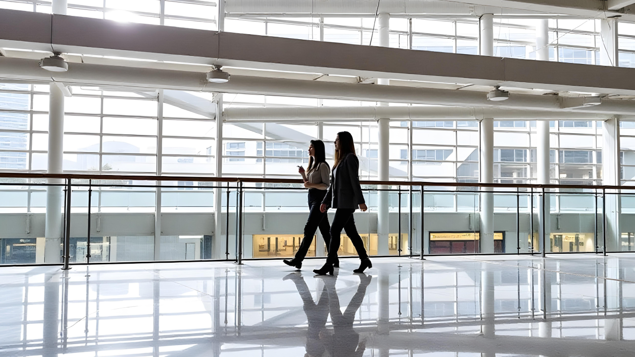Interns walking together